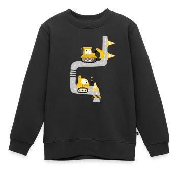 Kinder T-Shirt Baustelle - Bagger - Kinder Premium Organic Sweatshirt - Schwarz - Vorne - AI Model Kid Female (0cm)