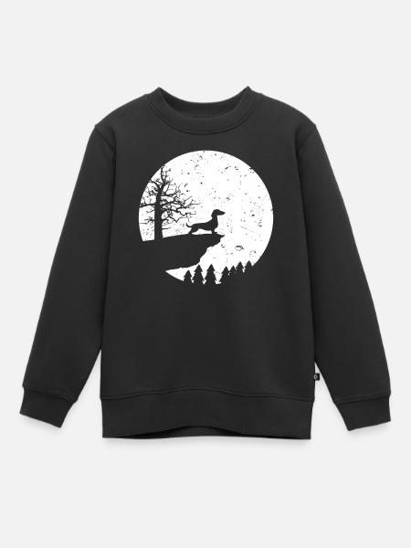 Chiens teckel chien lune - Sweat Premium enfant bio - noir