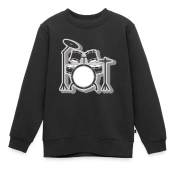 Schlagzeuger Schlagzeug - Kinder Premium Organic Sweatshirt - Schwarz - Vorne - AI Model Kid Female (0cm)