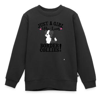 Border collie - Sweat Premium enfant bio - noir - Devant - AI Model Kid Female (0cm)