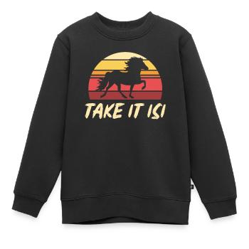 Islandpferd - Kinder Premium Organic Sweatshirt - Schwarz - Vorne - AI Model Kid Female (0cm)