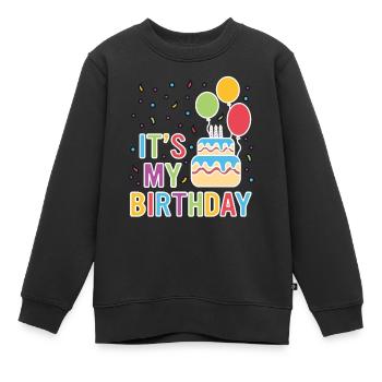 Tshirt Its My Birthday enfants anniversaire garçon - Sweat Premium enfant bio - noir - Devant - AI Model Kid Female (0cm)