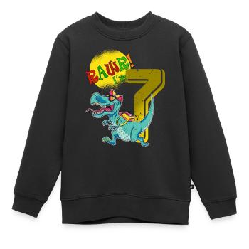 7th Birthday Children Boys Dino 7 years b-day - Kids Premium Organic Sweatshirt - black - Front - AI Model Kid Female (0cm)