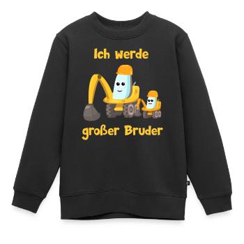 Ich werde großer Bruder Bagger Baustelle - Kinder Premium Organic Sweatshirt - Schwarz - Vorne - AI Model Kid Female (0cm)