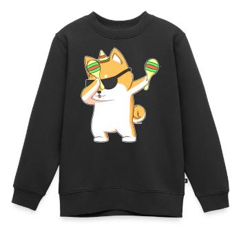 Tupfen Shiba Inu Hund In Sombrero Mit Maracas - Kinder Premium Organic Sweatshirt - Schwarz - Vorne - AI Model Kid Female (0cm)