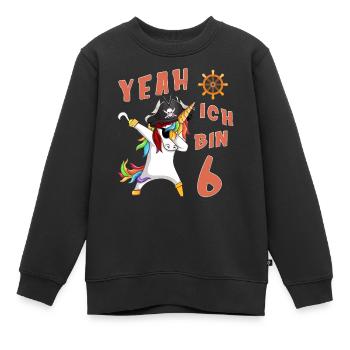 Pirat Einhorn Geburtstagsshirt 6 Jahre - Kinder Premium Organic Sweatshirt - Schwarz - Vorne - AI Model Kid Female (0cm)