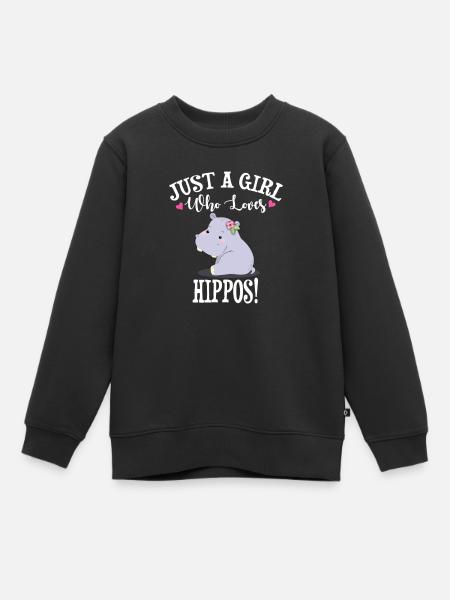 Hippopotame - Sweat Premium enfant bio - noir