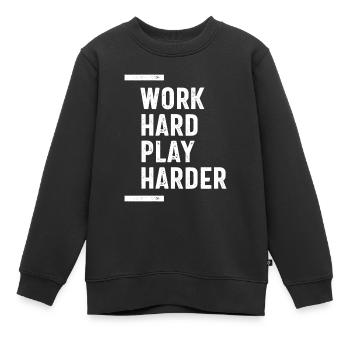 Work Hard Play Harder - Cadeau de motivation - Sweat Premium enfant bio - noir - Devant - AI Model Kid Female (0cm)
