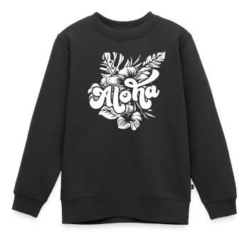Aloha Hibiscus Hawaii - Sweat Premium enfant bio - noir - Devant - AI Model Kid Female (0cm)