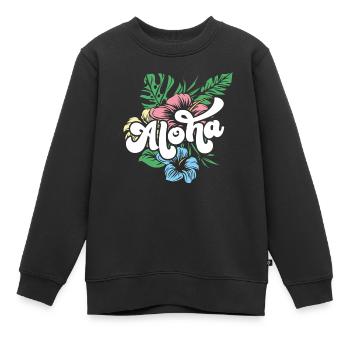 Aloha Hibiscus Hawaii - Sweat Premium enfant bio - noir - Devant - AI Model Kid Female (0cm)