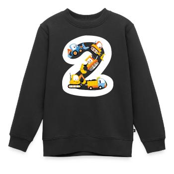 Kinder Geburtstag 2 Jahre Bagger 2. Geburtstag - Kinder Premium Organic Sweatshirt - Schwarz - Vorne - AI Model Kid Female (0cm)