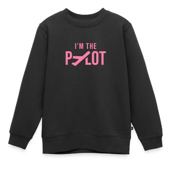 Je suis le pilote - Sweat Premium enfant bio - noir - Devant - AI Model Kid Female (0cm)