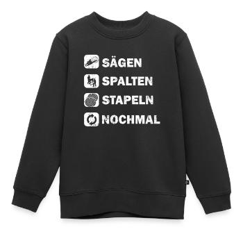 SÄGEN SPALTEN STAPELN NOCHMAL - Kinder Premium Organic Sweatshirt - Schwarz - Vorne - AI Model Kid Female (0cm)