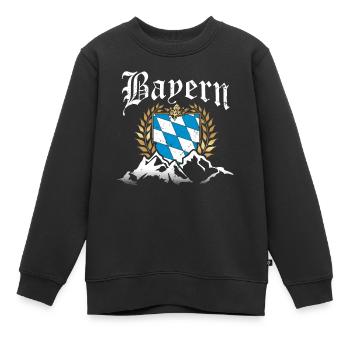 Freistaat Bayern Retro Berge Wappen Fahne Flagge - Kinder Premium Organic Sweatshirt - Schwarz - Vorne - AI Model Kid Female (0cm)