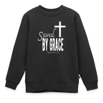 SAVED BY GRACE - Epheser 2,8 - Kinder Premium Organic Sweatshirt - Schwarz - Vorne - AI Model Kid Female (0cm)