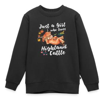 Highland cattle Highland cattle Highland cattle cow - Kids Premium Organic Sweatshirt - black - Front - AI Model Kid Female (0cm)
