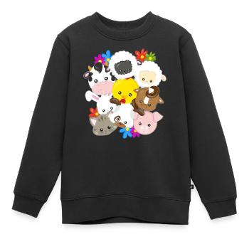 Husdyr gårdsdyr bonde bondegave - Genser Premium barn økologisk - svart - Foran - AI Model Kid Female (0cm)