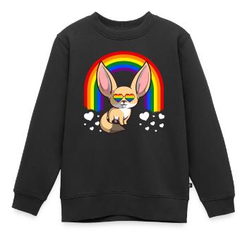 LGBT Homosexuell Stolz Regenbogen Fennec Fox - Kinder Premium Organic Sweatshirt - Schwarz - Vorne - AI Model Kid Female (0cm)