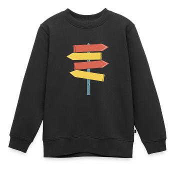 Wegweiser Zum Nächsten Abenteuer Reise Urlaub - Kinder Premium Organic Sweatshirt - Schwarz - Vorne - AI Model Kid Female (0cm)