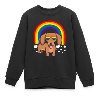 Homosexuell Stolz Dackel Hund LGBT Regenbogen - Kinder Premium Organic Sweatshirt - Schwarz - Vorne - AI Model Kid Female (0cm)
