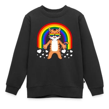 Tiger Homosexuell Stolz LGBT Regenbogen - Kinder Premium Organic Sweatshirt - Schwarz - Vorne - AI Model Kid Female (0cm)