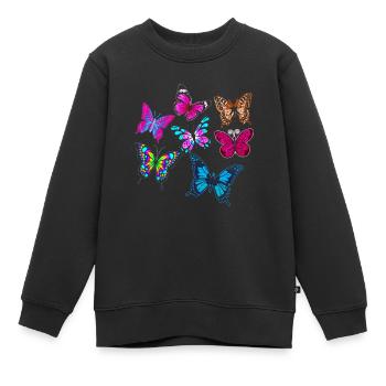 Bunte Schmetterlinge - Kinder Premium Organic Sweatshirt - Schwarz - Vorne - AI Model Kid Female (0cm)