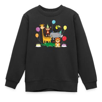 anniversaire Zoo animaux jardin d’enfants fête cadeau - Sweat Premium enfant bio - noir - Devant - AI Model Kid Female (0cm)