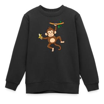 Singe à la banane - Sweat Premium enfant bio - noir - Devant - AI Model Kid Female (0cm)