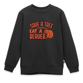 Forêt d'arbres de protection de l'environnement de castor - Sweat Premium enfant bio - noir - Devant - AI Model Kid Female (0cm)