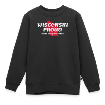 Wisconsin Proud State Devise The Badger State print - Sweat Premium enfant bio - noir - Devant - AI Model Kid Female (0cm)