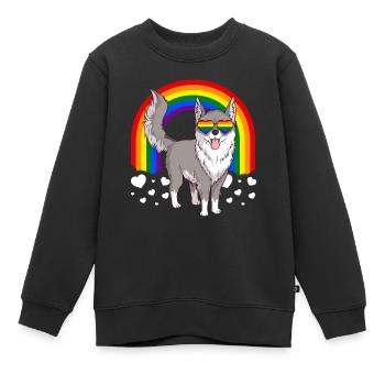 LGBT Wolf Homosexuell Stolz Regenbogen - Kinder Premium Organic Sweatshirt - Schwarz - Vorne - AI Model Kid Female (0cm)