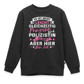Lustig Polizistin Polizei Frau Prinzessin Geschenk - Kinder Premium Organic Sweatshirt - Schwarz - Vorne - AI Model Kid Female (0cm)