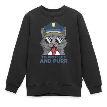 Drôle flic chat détective police - Sweat Premium enfant bio - noir - Devant - AI Model Kid Female (0cm)