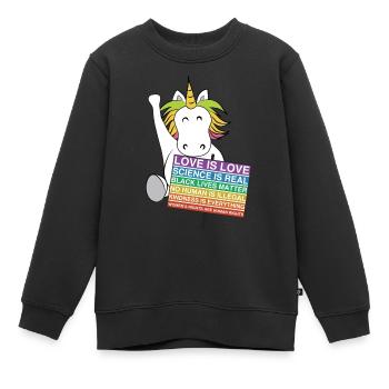 Social Justice Einhorn Aktivist signieren Gerechtigkeit - Kinder Premium Organic Sweatshirt - Schwarz - Vorne - AI Model Kid Female (0cm)