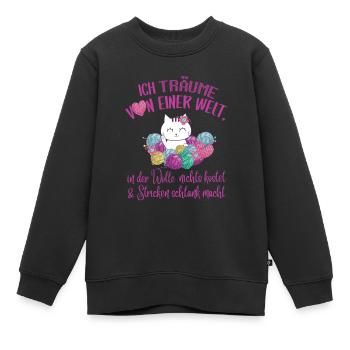 Stricken & Handarbeit für Stricksüchtige Frauen - Kinder Premium Organic Sweatshirt - Schwarz - Vorne - AI Model Kid Female (0cm)