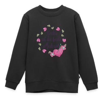 Stricken ist die beste Medizin Handarbeit - Kinder Premium Organic Sweatshirt - Schwarz - Vorne - AI Model Kid Female (0cm)