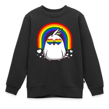 Homosexuell Stolz Kakadu LGBT Regenbogen - Kinder Premium Organic Sweatshirt - Schwarz - Vorne - AI Model Kid Female (0cm)