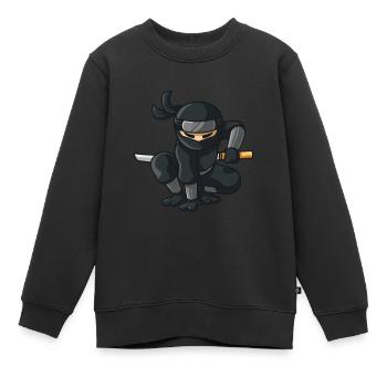 Ninja avec katana - Sweat Premium enfant bio - noir - Devant - AI Model Kid Female (0cm)
