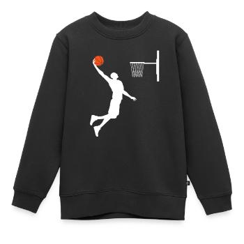 basketball - Sweat Premium enfant bio - noir - Devant - AI Model Kid Female (0cm)