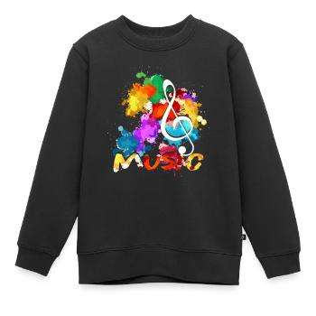 Notenschlüssel Musiker Komponist - Kinder Premium Organic Sweatshirt - Schwarz - Vorne - AI Model Kid Female (0cm)