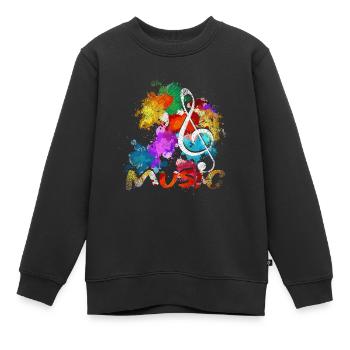 Notenschlüssel Musiker Musik Klassische Musik - Kinder Premium Organic Sweatshirt - Schwarz - Vorne - AI Model Kid Female (0cm)