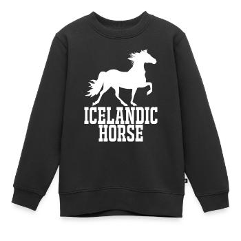 Cheval islandais - Sweat Premium enfant bio - noir - Devant - AI Model Kid Female (0cm)