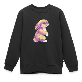 Lapins - Sweat Premium enfant bio - noir - Devant - AI Model Kid Female (0cm)