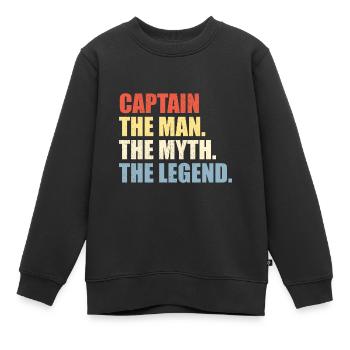 Captain: Man Myth Legend distressed bunt - Kinder Premium Organic Sweatshirt - Schwarz - Vorne - AI Model Kid Female (0cm)