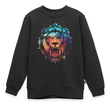 Roaring colorful lion - Kids Premium Organic Sweatshirt - black - Front - AI Model Kid Female (0cm)