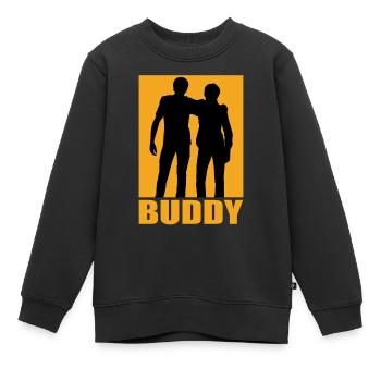 Buddy design - Kids Premium Organic Sweatshirt - black - Front - AI Model Kid Female (0cm)