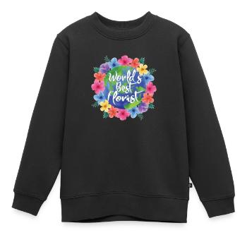 Weltbester Florist Blumenstrauß Floristen - Kinder Premium Organic Sweatshirt - Schwarz - Vorne - AI Model Kid Female (0cm)