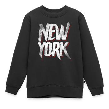New York - Sweat Premium enfant bio - noir - Devant - AI Model Kid Female (0cm)