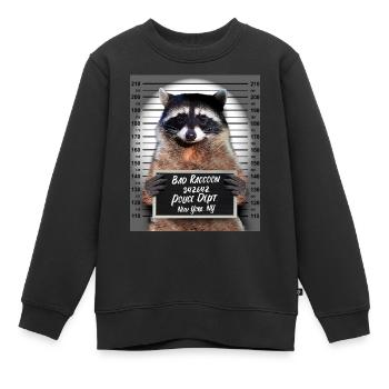 Raton laveur, police, raton laveur, photo, prison, prison - Sweat Premium enfant bio - noir - Devant - AI Model Kid Female (0cm)