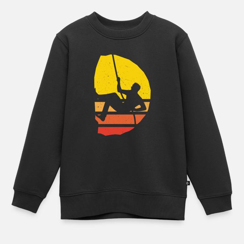 Grimpeur escalade rocher - Sweat Premium enfant bio - noir